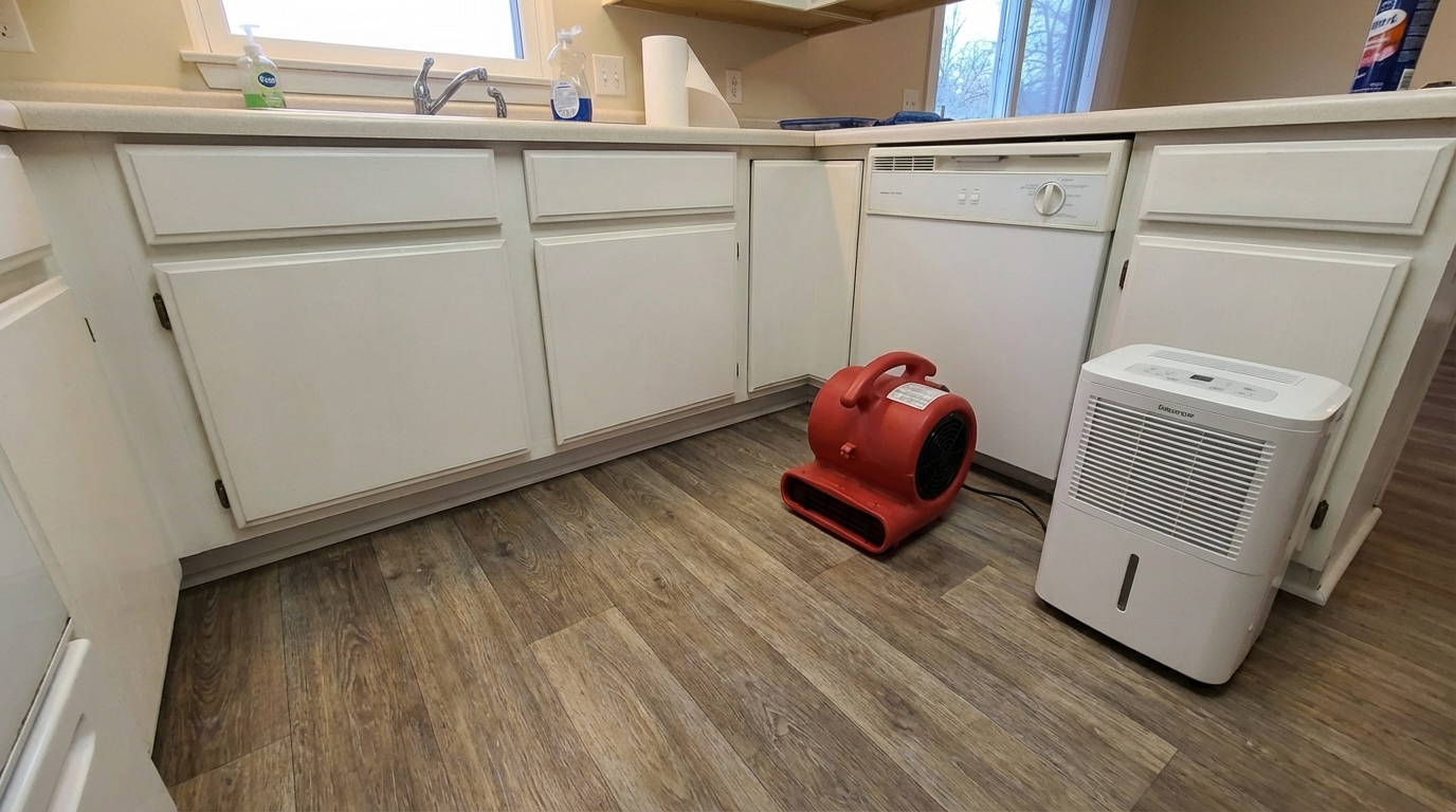 water damage kitchen restored