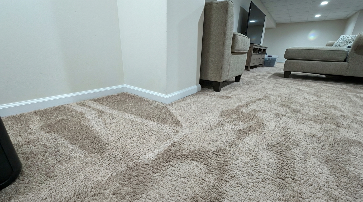 water damaged basement restored