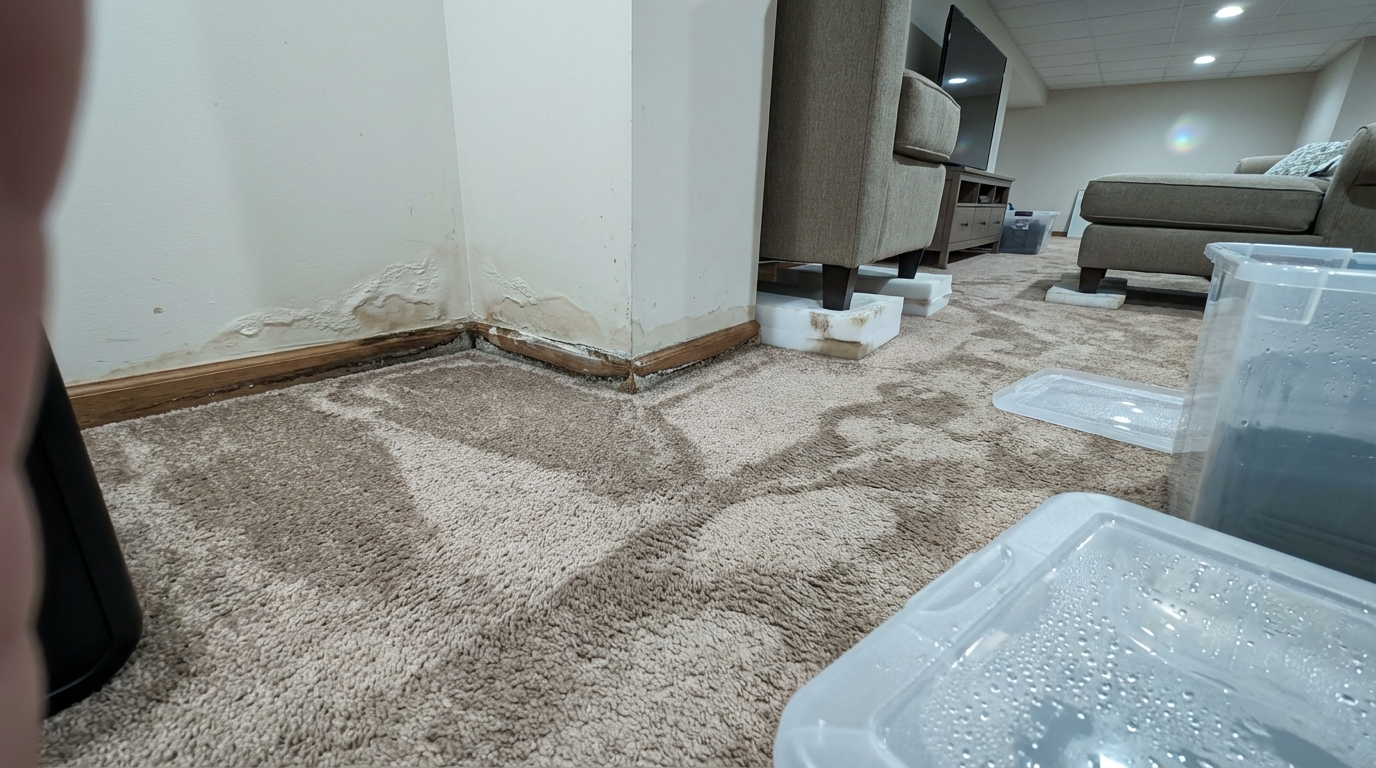 water damaged basement